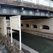 細い古石場川に沿って整備されている