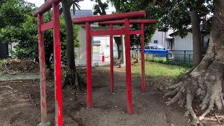 ３重の赤い鳥居がある