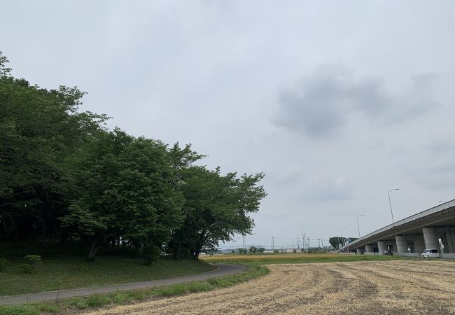 線路と立体道路の下にある