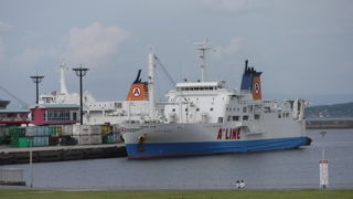 桜島や船を見ながら