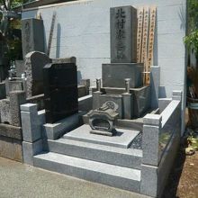 二所ノ関勝巳の墓です。背景に、墓所区画の建物が見えます。角！