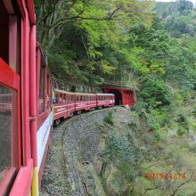 電車は行くとき右側の席が絶景、カーブがシャッターチャンス