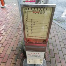 湯西川温泉駅前にある湯西川温泉行きのバス時刻表