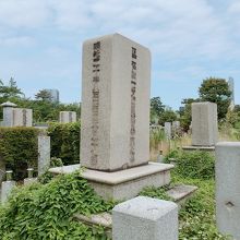 一般の墓石にうずもれるように著名人の墓石がある。