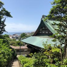 本殿の奥から、相模湾