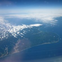 津軽半島の龍飛岬上空～
