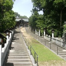 社殿は長い石段の上