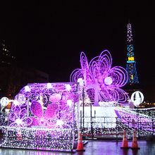 冬の夜はイルミネーションがきれいです