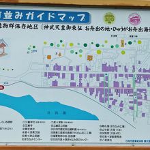駐車場と美々津歴史保存地区のマップ