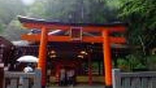 箱根神社の拝殿の横に立っています。