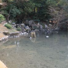 奥の滝には石組みが