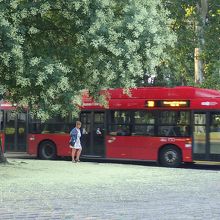 普通の（ガソリン車の）バスです