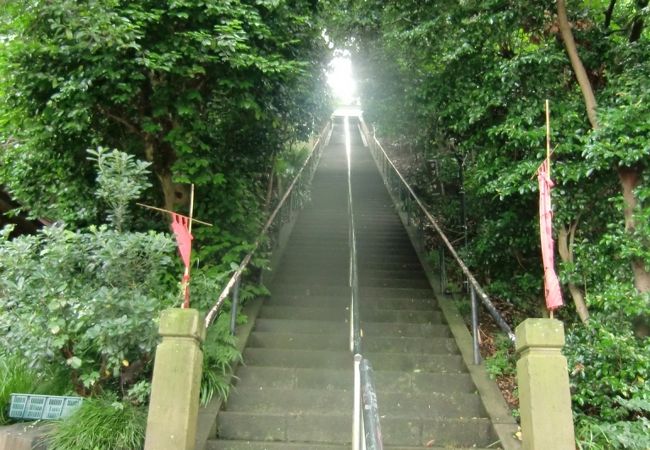 百段余りの階段の上に熊野三社権現を祀る