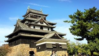 青空に黒い天守が映える、カッコイイお城です!