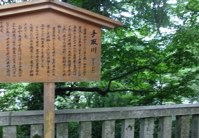 白山比神社付近では、崖下に、その急流を垣間見ることができる。