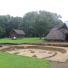 竪穴式住居や高床式倉庫が復元されています