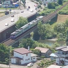 がんぼう岩の頂上からの眺めです。北見方面から遠軽駅へ