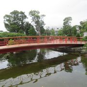 つるの池に架かる橋