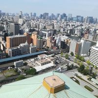 31階プールサイドから撮影、国技館、隅田川、総武線