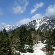 360度残雪の山々