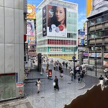 戎橋が見える座席から。間引きが多く席は少ない