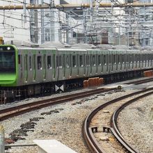 渋谷駅から写した山手線電車