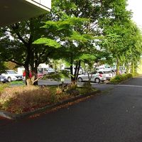 駐車場は緑が多い。昔はリゾートホテルだったかもしれない。