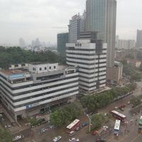 窓からの眺め。大雨の日。