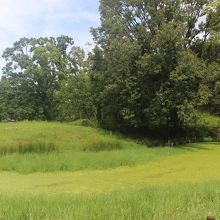 「前方」部分と水を満たした濠は復元されたものです。