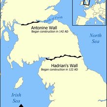 アントニヌスの長城・ハドリアヌスの長城の地図