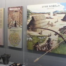 アイセルシュラホールの展示説明　縄文時代の国府ムラ