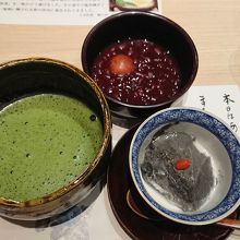 2019.9月 お抹茶とデザート2種(ごまプリン＆ぜんざい)
