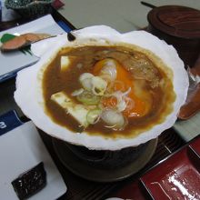 朝食の貝焼き