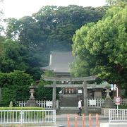 横浜市金沢区の瀬戸神社の社殿の背後は急峻な丘陵に