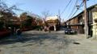 古都京都らしい繊細な風情いっぱいのきれいな白川近くの伝統的エリアの真ん中