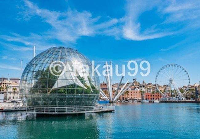 ジェノヴァ水族館、遊歩道、ビオスフェラ、マリーナ、帆船ネプチューン号などのアトラクションが整備されています。