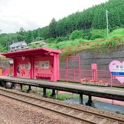 めっちゃピンク!!の無人駅です。