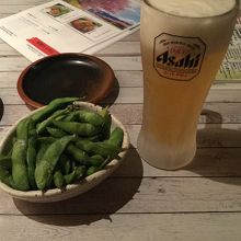 ビールとお通しの枝豆