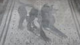 猛犬注意のモザイク画