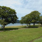 琵琶湖の東岸の静かな水泳場