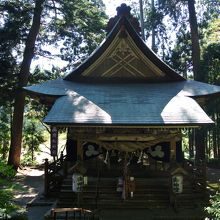 奥の杉林の中に建つ唐松神社です．