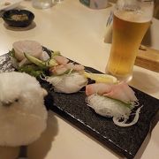 お刺身とビール