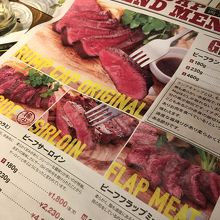 メニューです。