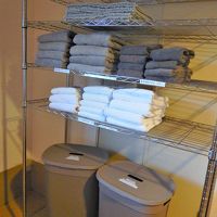 ビーチへタオルの持ち出しOK。使用済みは下段のBOXへ…