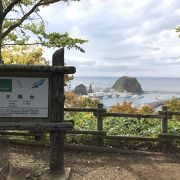 高台からウトロ港を見下ろせる