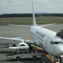 新千歳空港に駐機中のＪＬ３１０６便
