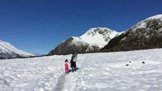 いくつかあるトラックの往復1時間のMueller Hut の5分の1を歩いて来た