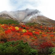 山肌が紅く燃える　秋の那須岳