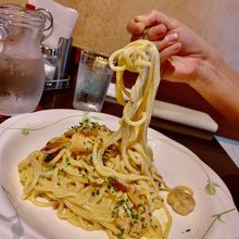 エビとキノコのエッグクリーム