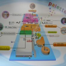 パレットタウンの案内板です。チームラボは、２階にあります。